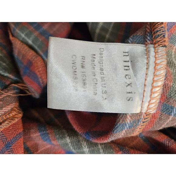 Ninexis coral, blue and gray flannel button down shacket/dress. Size S. - Picture 5 of 6